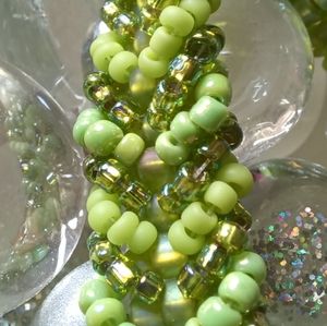 NWOT HANDMADE Green Woven Beaded Bracelet